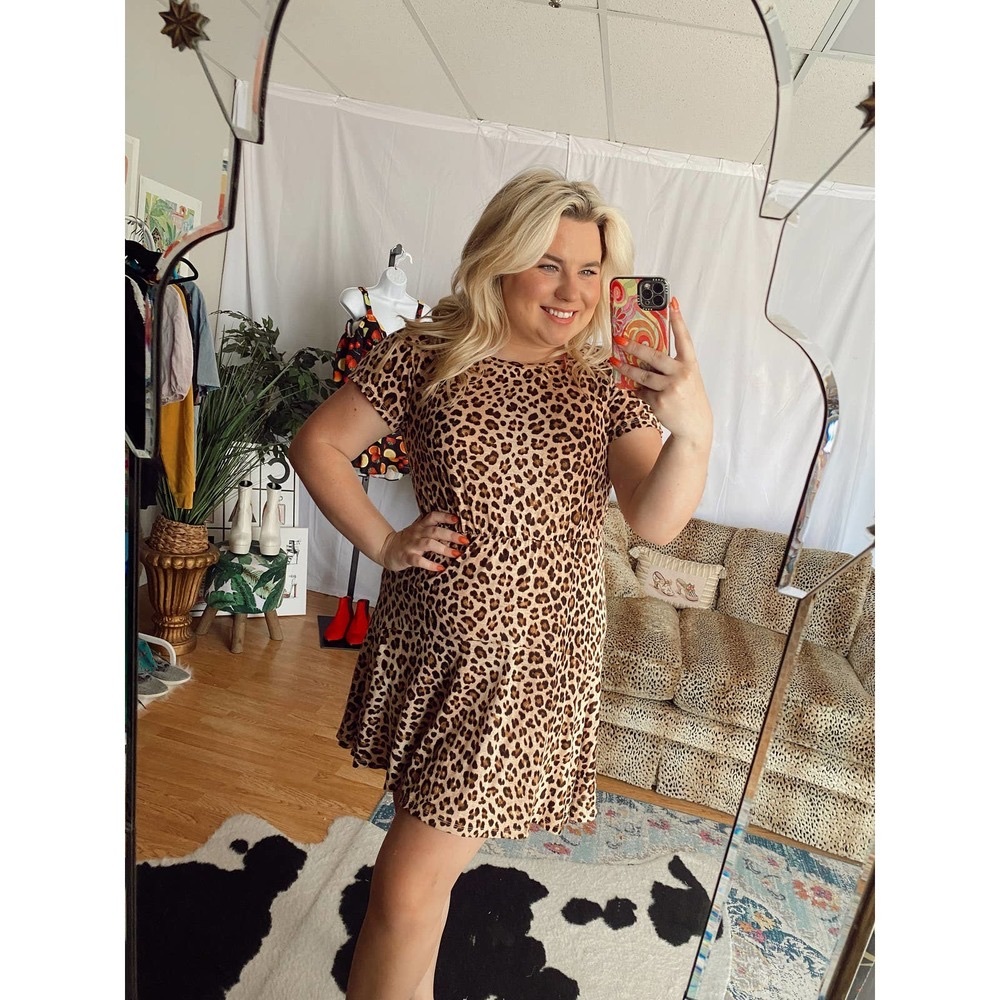 Rebecca Taylor Cheetah Print Mini Dress Brown Small